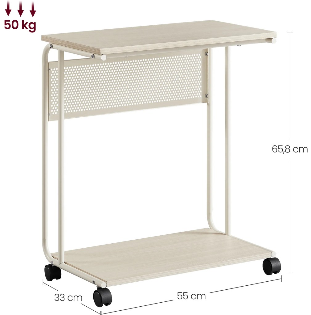 Kis asztal kerekekkel MIREZO 55x33cm, bézs