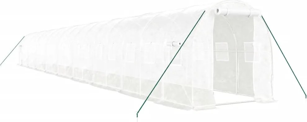 vidaXL fehér acélvázas melegház 36 m² 18 x 2 x 2 m