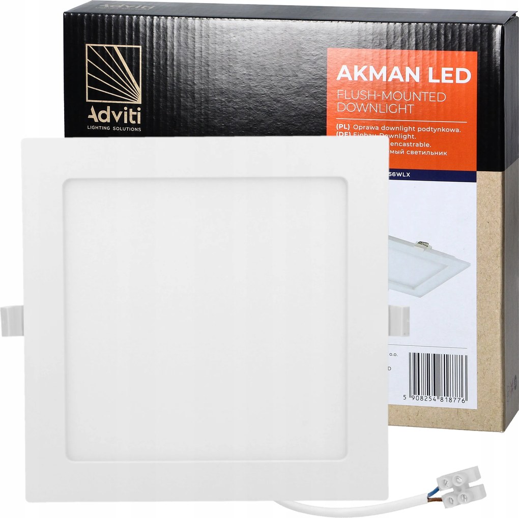 Négyzet alakú Led lámpatest 18W süllyesztett mennyezeti fehér 3000K 1500lm mélysugárzó