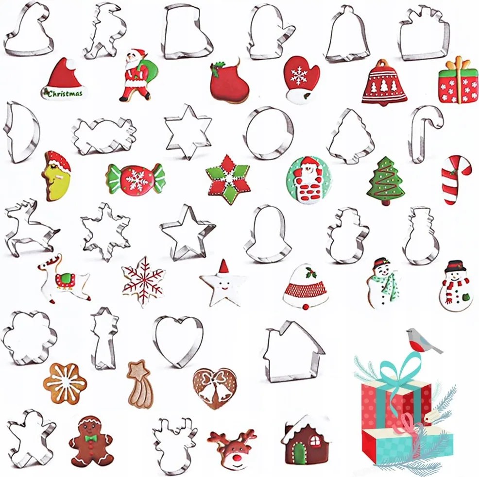 Karácsonyi Kiszúró Formák Mézeskalács Kekszekhez 24 Db-os Szett