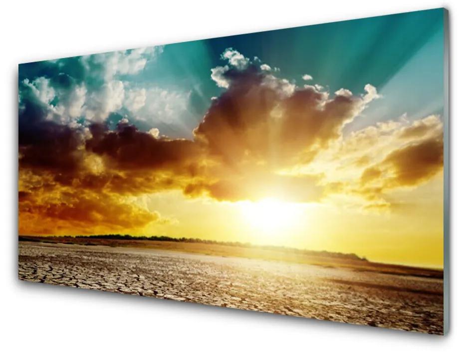 Fali üvegkép Sun Desert Landscape 140x70 cm