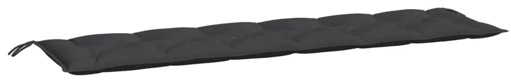 2 db fekete oxford szövet kerti padpárna 200 x 50 x 7 cm