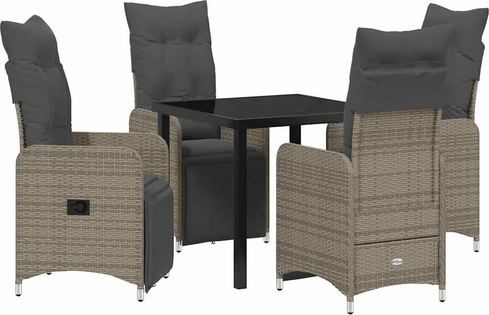 vidaXL Kert étkező szett párnával 5 pcs Bézs polirattan