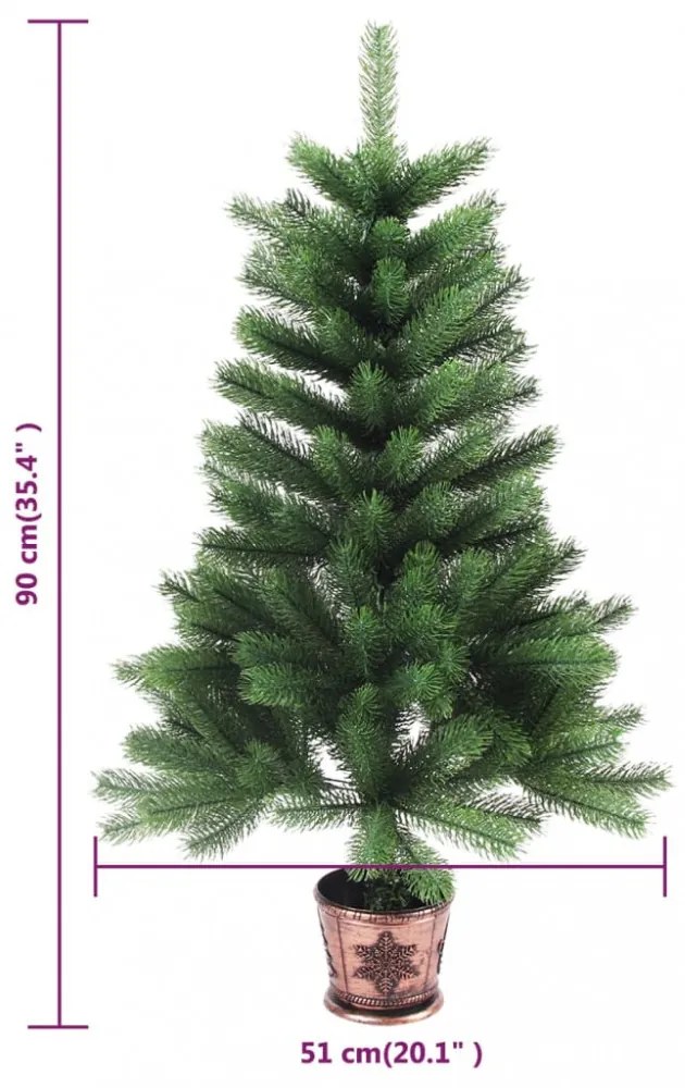 zöld műkarácsonyfa élethű tűlevelekkel 90 cm