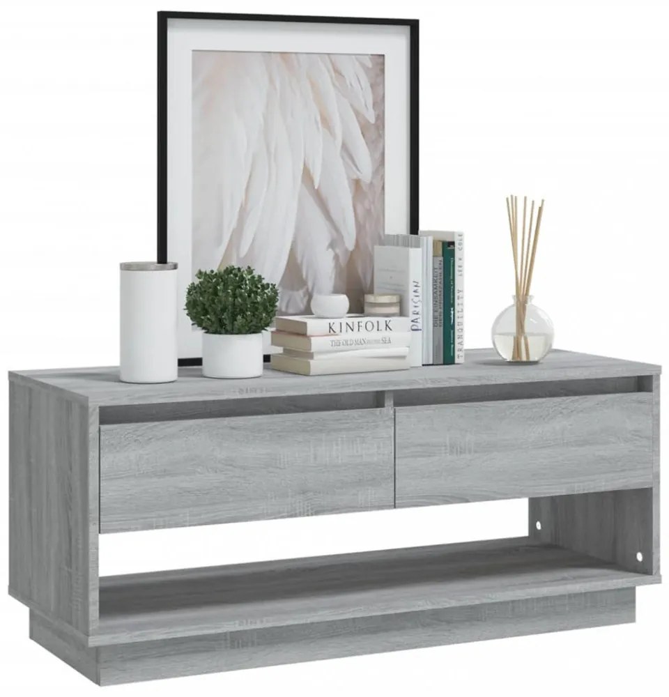 szürke sonoma színű szerelt fa TV-szekrény 102x41x44 cm