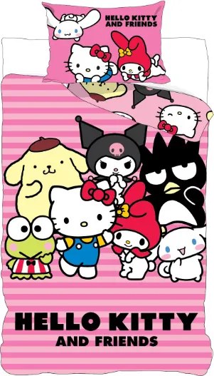 Hello Kitty Friends ágyneműhuzat 140×200cm, 70×90 cm