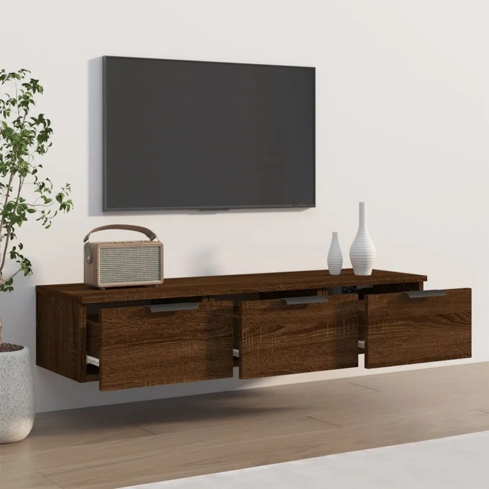 barna tölgyszínű szerelt fa faliszekrény 102 x 30 x 20 cm
