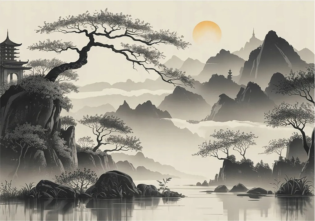 Divatos Flizelin Fali Tapéta Furnér Keleti táj 312x219 Ragasztó