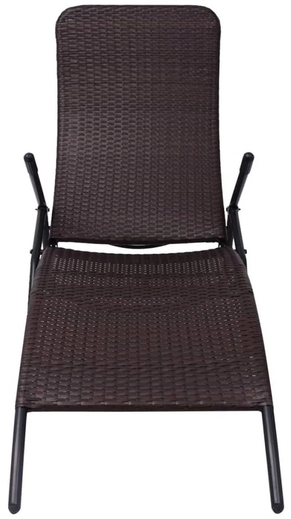 Barna összecsukható polyrattan napozóágy