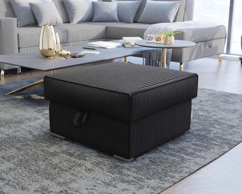 Fekete SMART COSARO tárolós puff, 65x65 cm