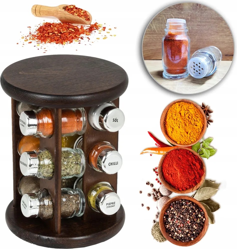 Fűszertartó Forgó Fűszertartó Állvány Szett 12 Db-os