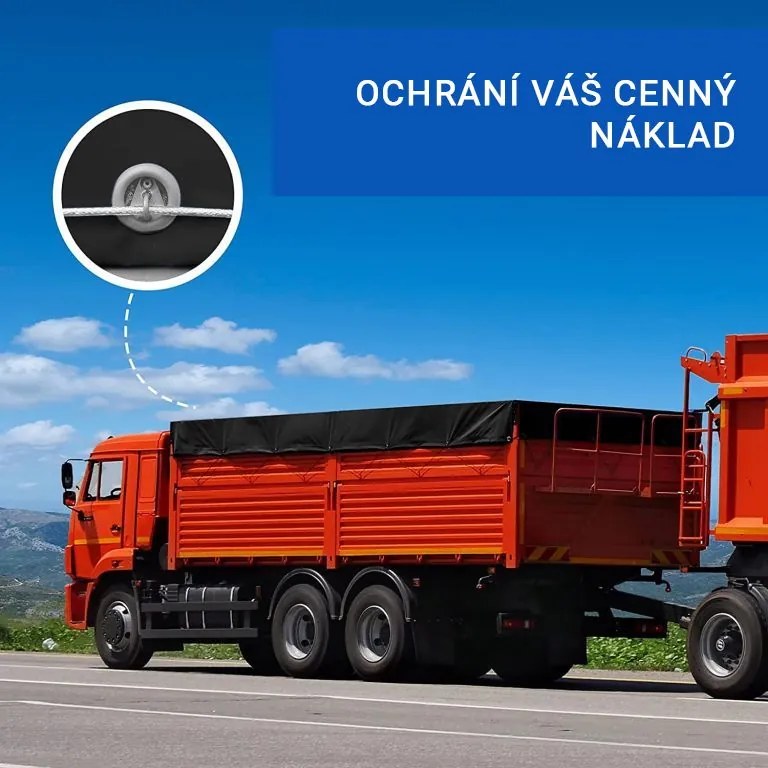 JAGO Takaróponyva 650 g/m² alumínium szem 4 x 5 m fekete