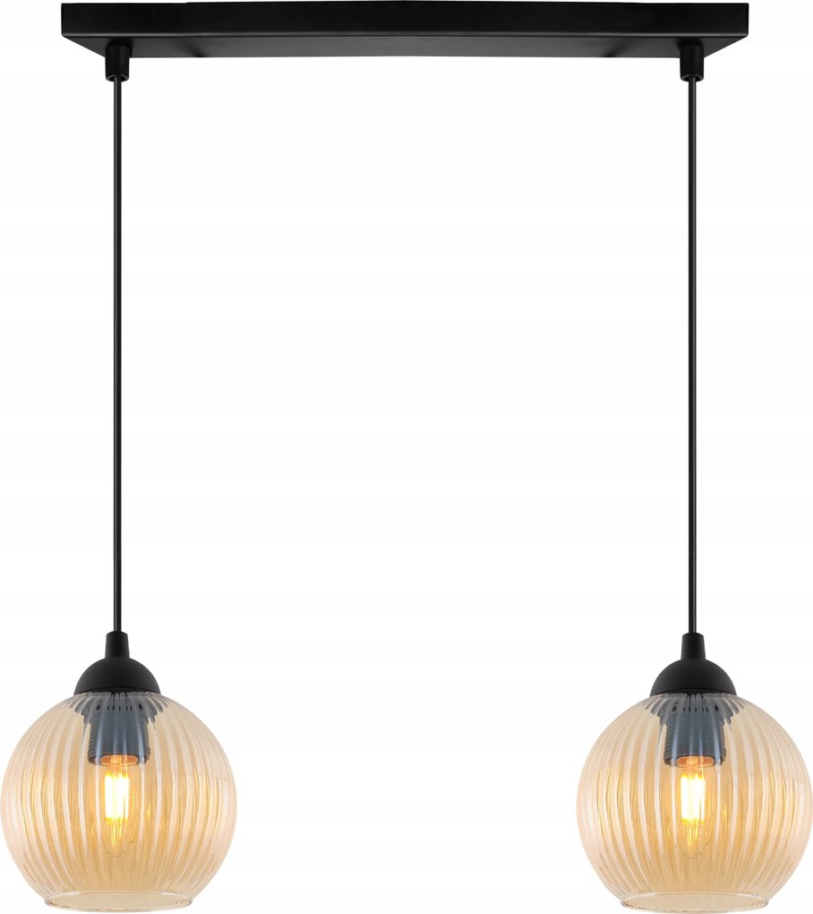 Mennyezeti Függőlámpa Csillár Étkező Konyha Dupla Üveg Gömbök E27