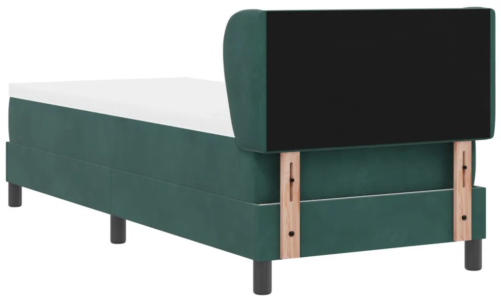 Boxspring Ágy Matraccal Sötét Zöld 80x200 cm Bársony