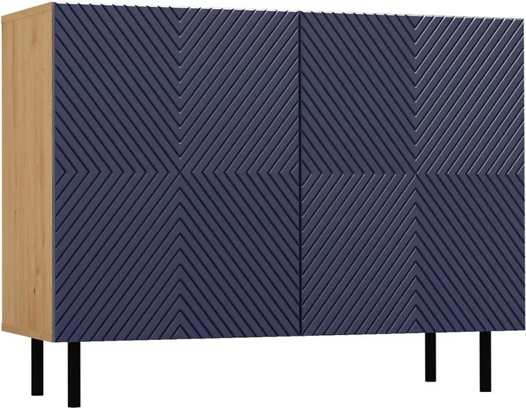Aldabra MIX Kama 2 komód, 100x78x40 cm, tölgy-kék