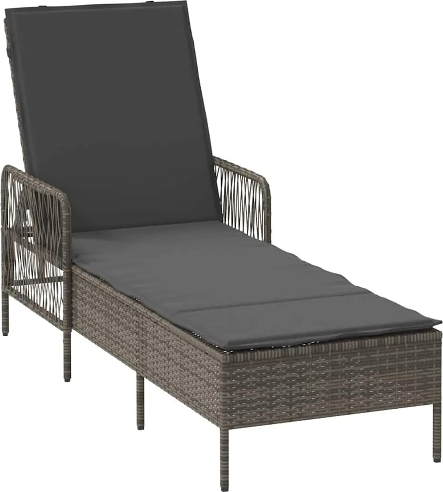 vidaXL Napozó Szürke és sötétszürke 55 x 200 x 92 cm polirattan