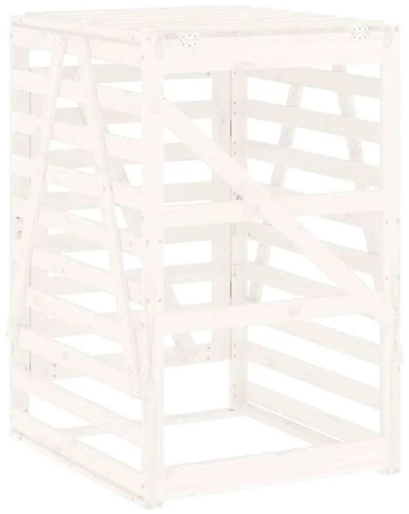 fehér tömör fenyőfa szemeteskuka tároló 84x90x128,5 cm