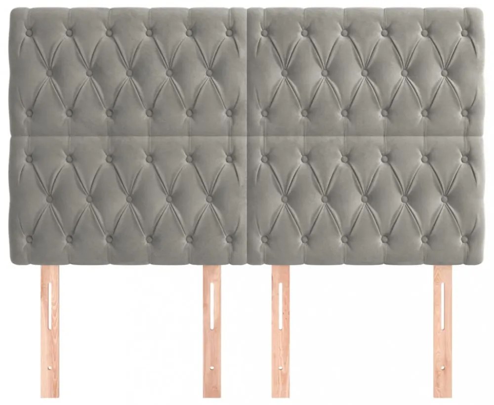 világosszürke bársony fejtámla 144x7x118/128 cm