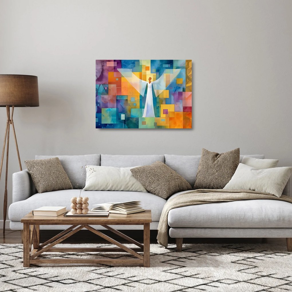 Üveg kép - Geometrikus angyal (70x50 cm)