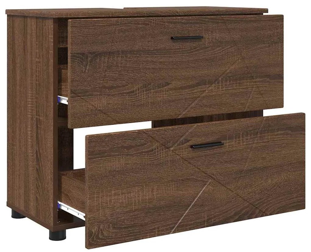 Fürdőszoba bútor szett 3 pcs barna tölgy 76.5 x 35 x 64 cm