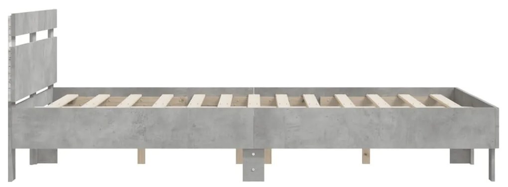 betonszürke ágykeret fejtámlával és LED-del 140x190 cm