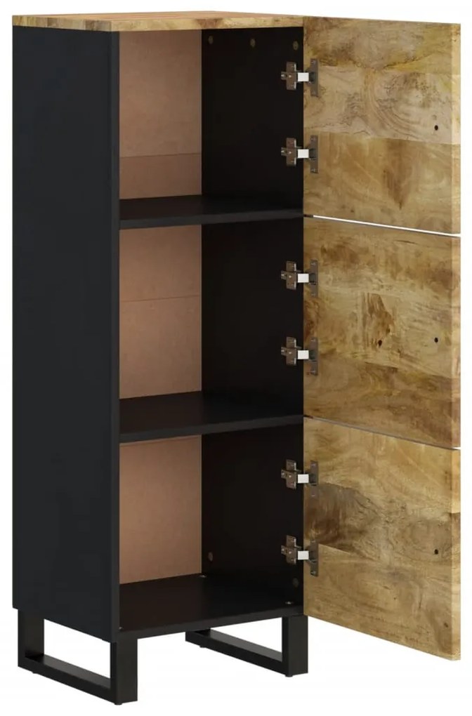 tömör mangófa és vas magasszekrény 3 ajtóval 40x33x110 cm