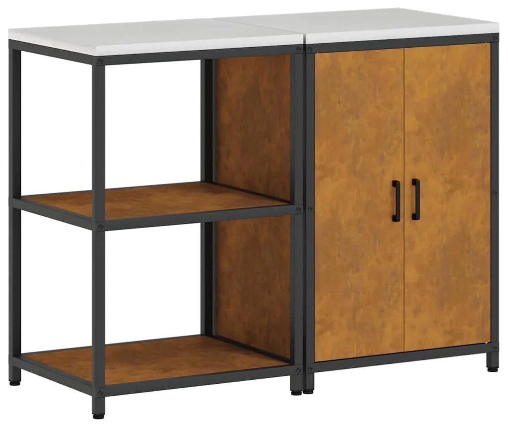 Konyhai Tároló Készlet polcokkal 2 pcs Rozsdás 120 x 50 x 92 cm