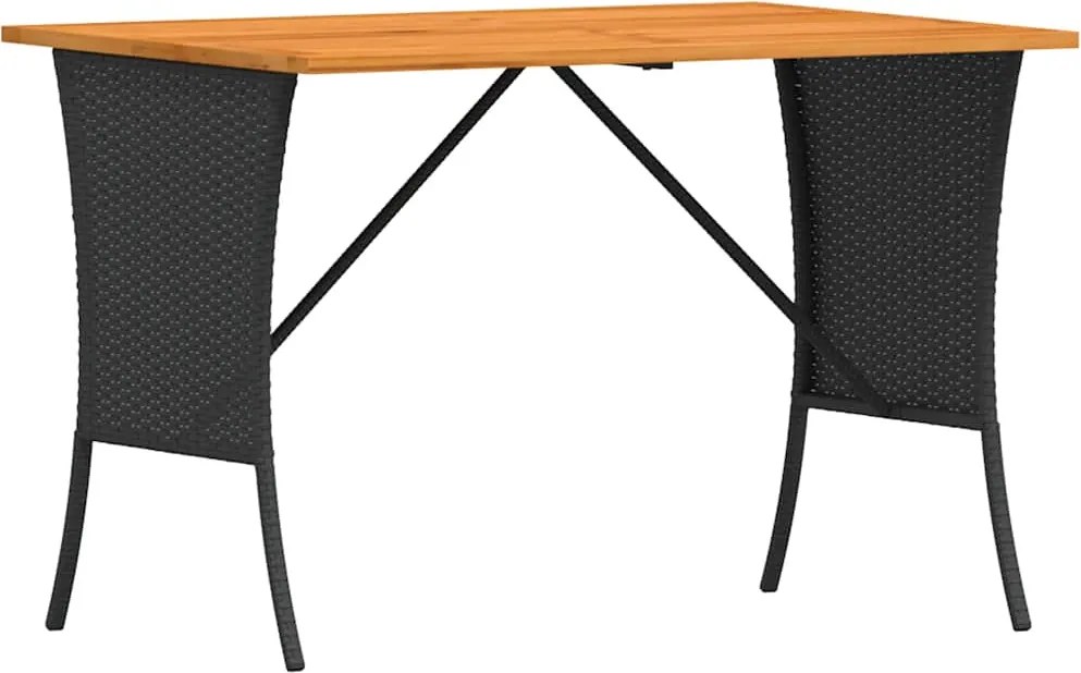 vidaXL fekete polyrattan kerti asztal akácfa lappal 105x75x72 cm