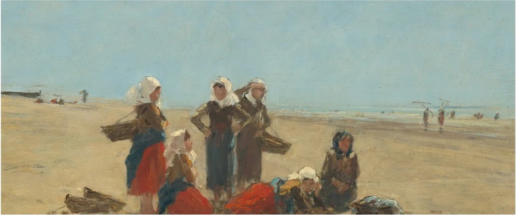 Kép - Eugène Boudin, Women on the Beach at Berck, reprodukciók (120x50 cm)