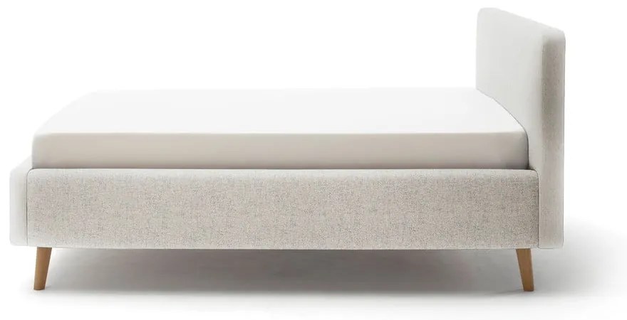 Bézs kárpitozott ágyneműtartós franciaágy ágyráccsal 140x200 cm Mattis – Meise Möbel