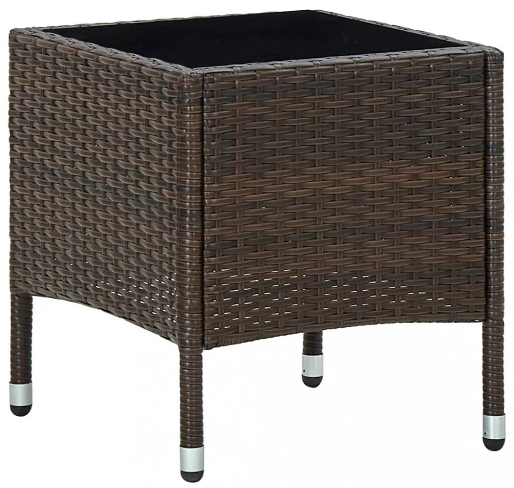 barna polyrattan kerti asztal 40 x 40 x 45 cm