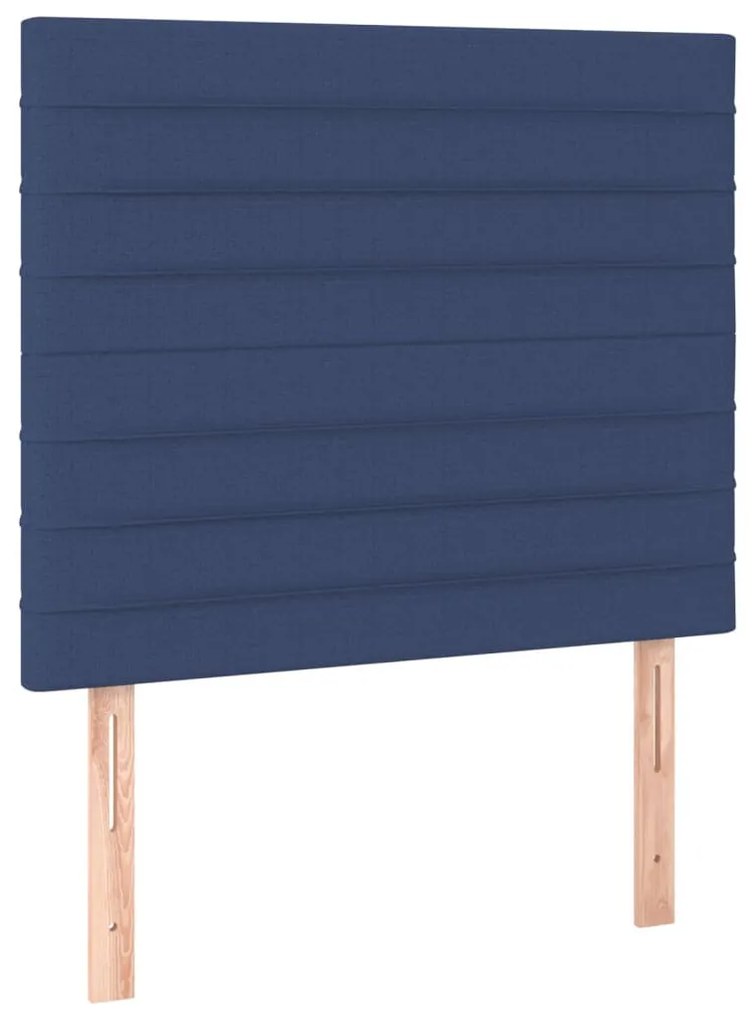 kék szövet rugós és LED-es ágy matraccal 80 x 200 cm