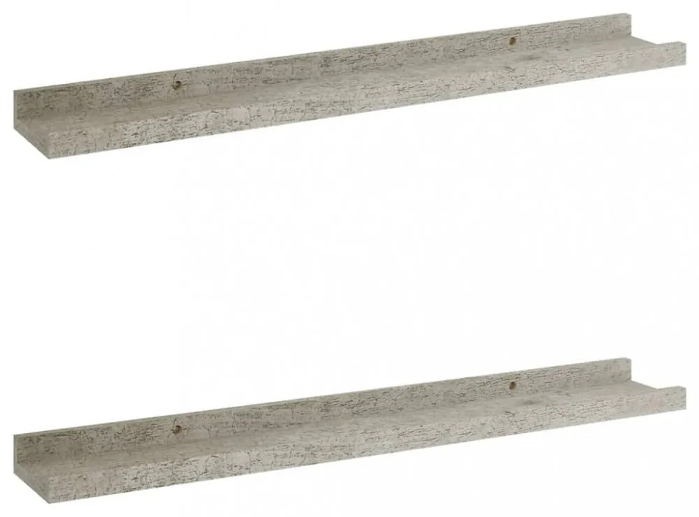 2 db betonszürke fali polc 60 x 9 x 3 cm