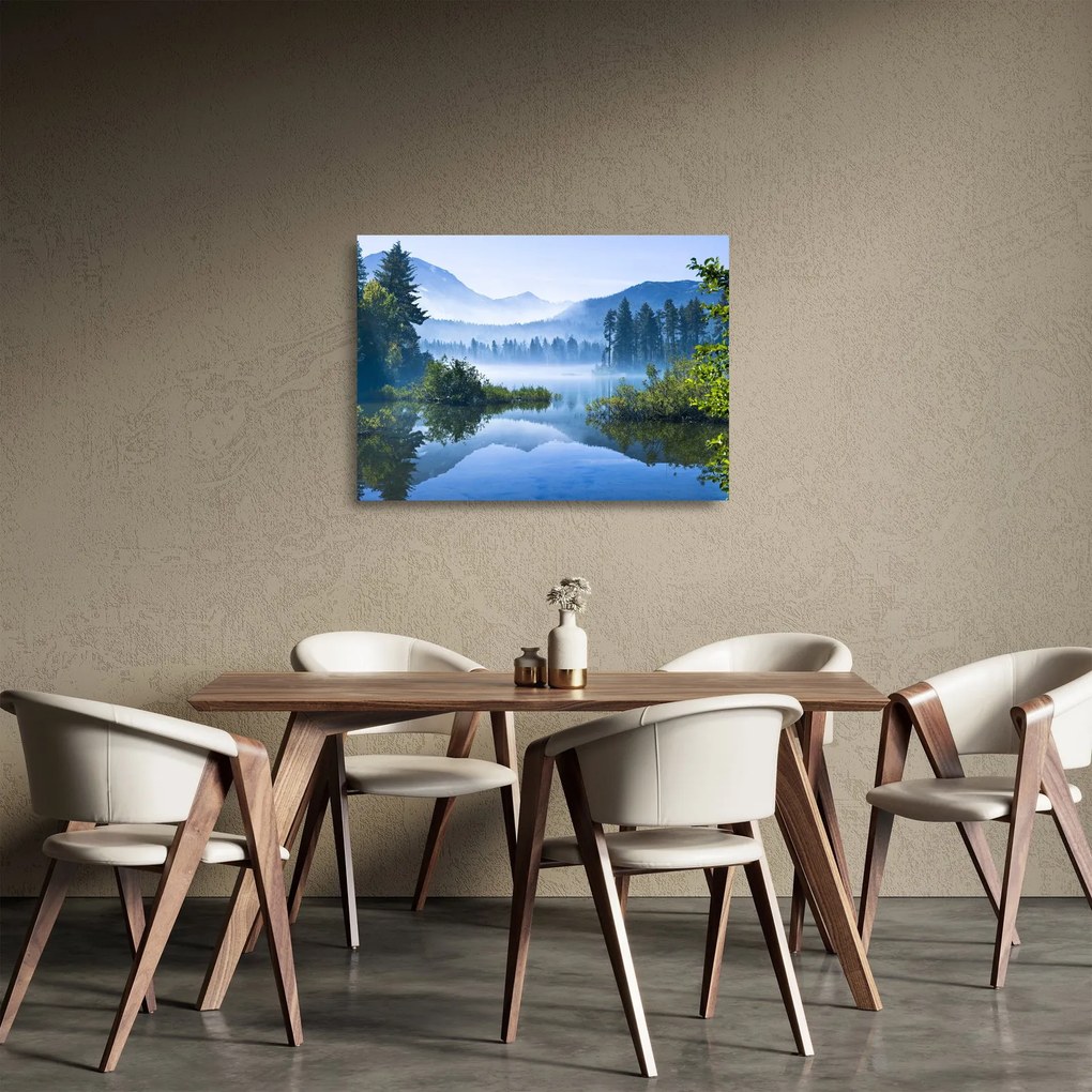 Egy hegyi tó képe (üvegen) (70x50 cm)