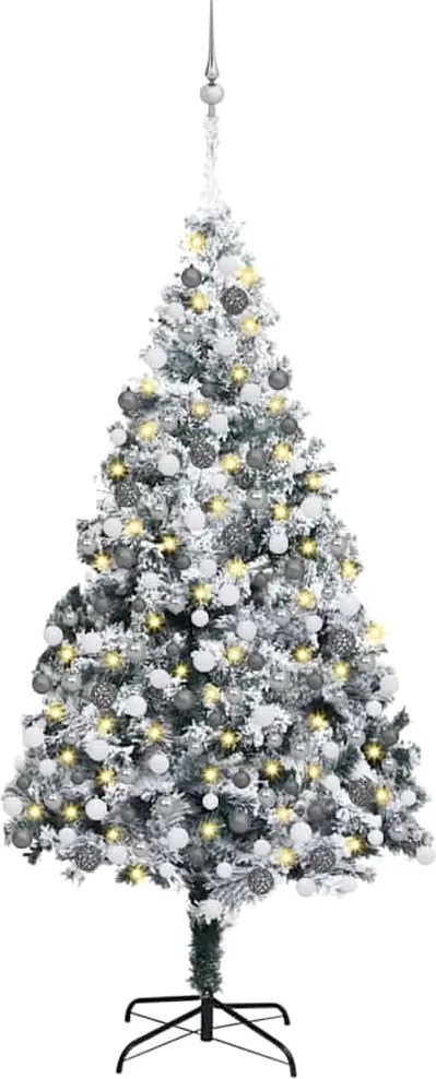 vidaXL Mű karácsonyfa 300 LED-del Fehér 180 cm PVC és Acél és Műanyag