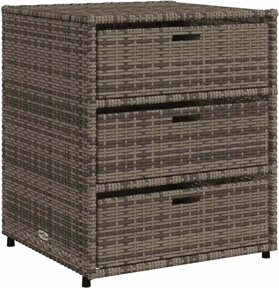 vidaXL szürke polyrattan kerti tárolószekrény 55 x 59 x 69 cm