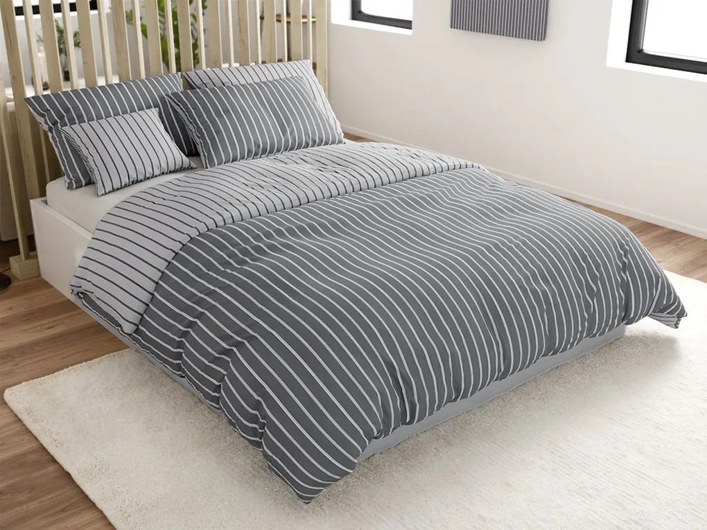 Pamut ágyneműhuzat Caprivi szürke gombos Ágyneműhuzat mérete: 70x90 cm; 140x220 cm