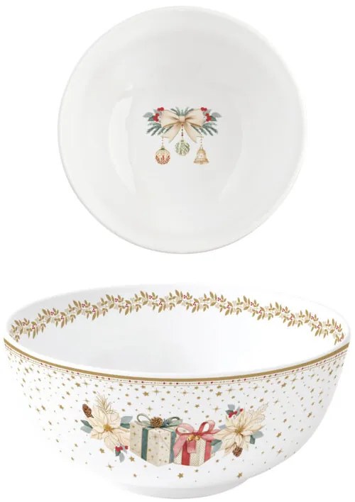 Karácsonyi porcelán tál 15cm White Elegance