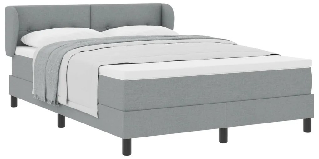 Boxspring Ágy Matrac Kivilágított Szürke 140x200 cm Szövet