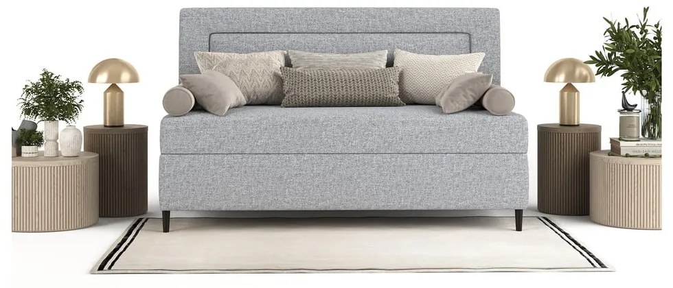 Szürke kárpitozott egyszemélyes ágy 80x200 cm Alba – Maison de Rêve