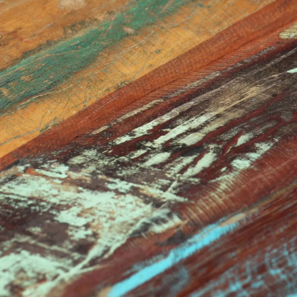 tömör újrahasznosított fa és acél dohányzóasztal 120x50x30 cm