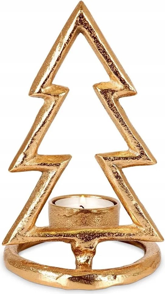 Gyertyatartó Karácsonyfa fém fekete arany teamécses tartó