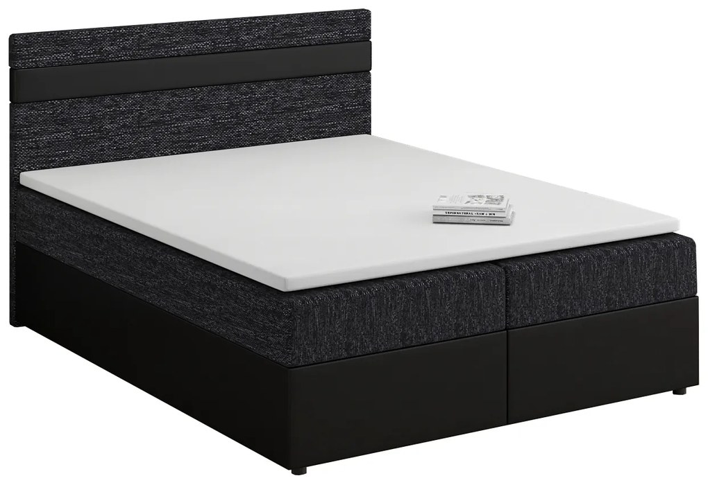 Franciaágy Boxspring 180x200 cm Mimosa (ágyráccsal és matraccal) (fekete + fekete). 1007817