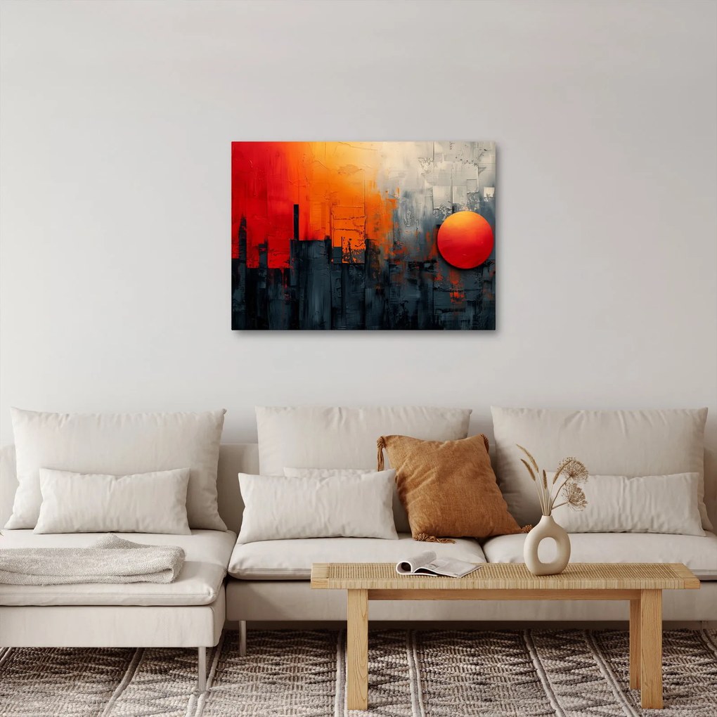 Kép - Absztrakt festmény a városról (70x50 cm)