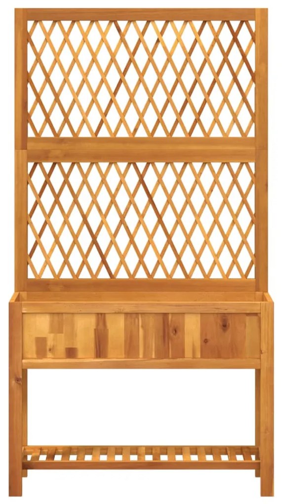 vidaXL tömör akácfa rácsos ültetőláda polccal 100 x 32 x 185 cm