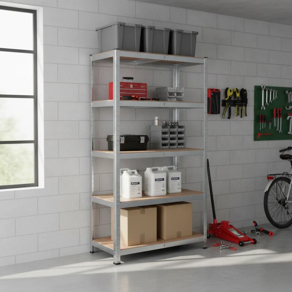 HEAVY nagy teherbírású polc, max. 875kg, 90x40x180cm, ezüst Jurhan