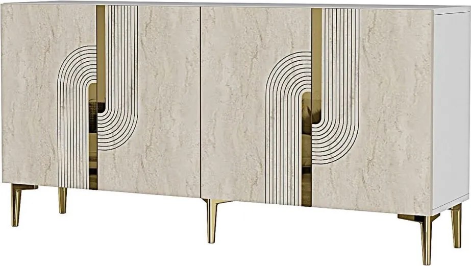 Meyra 180 - White, Travertine, Gold