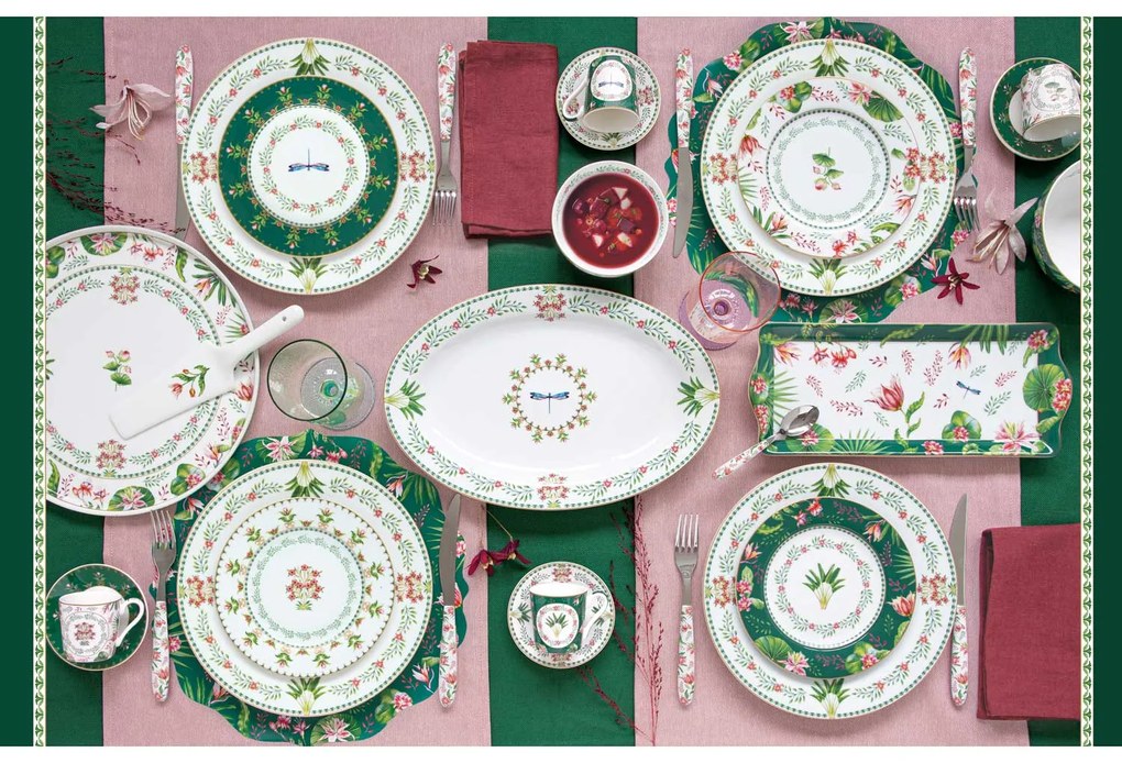 Virágos porcelán desszertes tányér 4 db szett Botanic Chic