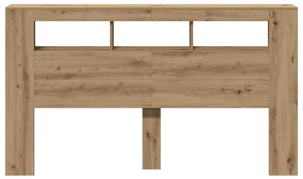 kézműves tölgyszínű szerelt fa LED-es fejtámla 180x18,5x103,5cm