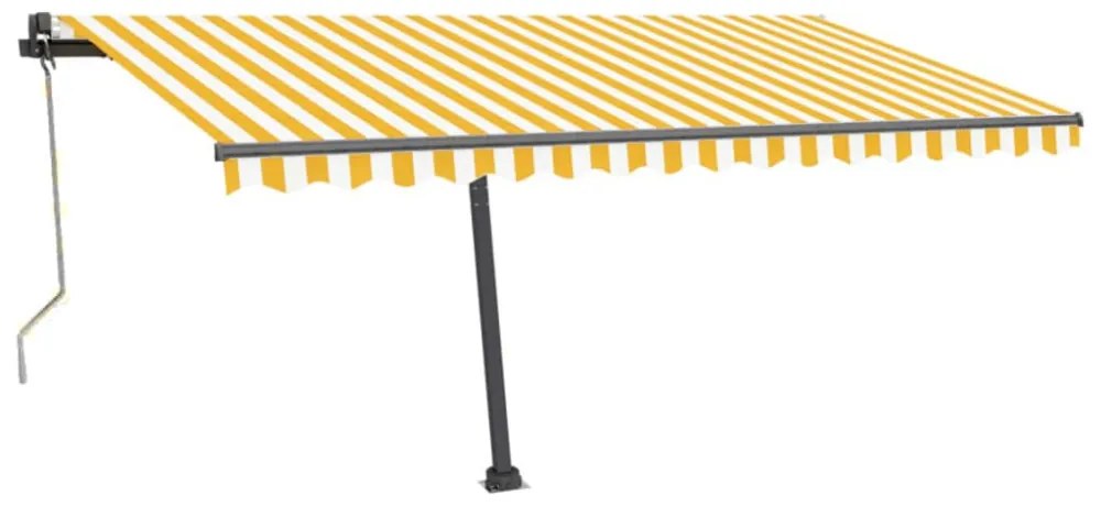 sárga-fehér szélérzékelős és LED-es napellenző 400x300 cm